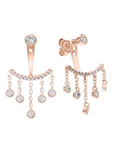 Pendientes de Oro Blanco Puro de 14K con Diamantes Cultivados en Laboratorio, Color DEF, VS-VVS, Diseño de Barra Curva, para Mujer - Product Image 4