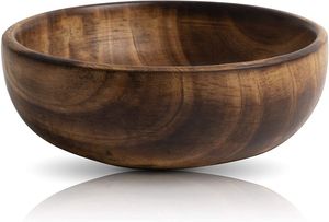 Cuenco para servir de madera natural hecho a mano con diseño elegante para ensaladas, frutas, aperitivos y decoración de la cocina del hogar - Product Image 5