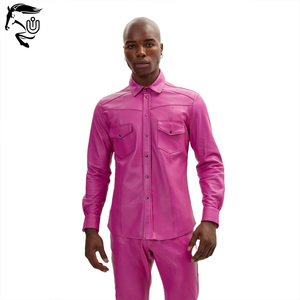Camisas de Cuero Rosa para Hombre, Nuevas de 2025, Transpirables para Invierno, con Logotipo Personalizado, Servicio OEM/ODM - Product Image 1