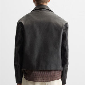 Chaqueta Bomber de Cuero para Hombre, Nueva Colección al por Mayor, Manga Larga, Invierno, Alta Calidad, Ecológica, Logotipo Frontal, Estilo Vintage Lavado 2026 - Product Image 3