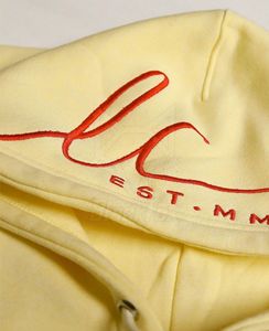 LUVIER Men's Oversized Hooded Sweatshirt Yellow Cartoon Bear Embroidered Streetwear Cotton Pullover Autumn Fashion - Product Image 3
