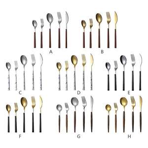 Juego de cubiertos con mango de resina marrón de estilo madera con acabado duradero para picnics al aire libre, viajes, reuniones familiares y uso diario - Product Image 3