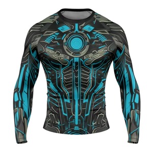 Rashguard d'entraînement MMA à manches courtes, tissu extensible respirant, écologique, séchage rapide, spandex/polyester, logo personnalisé, BJJ, arts martiaux - Product Image 4