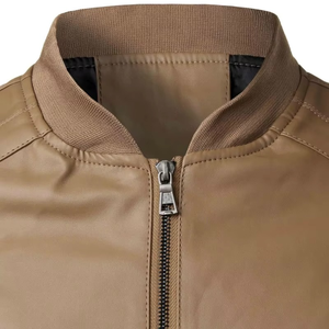 Veste en cuir PU pour homme, nouvelle collection printemps-automne, tendance haut de gamme, style coréen, coupe ajustée, col rond, imperméable, devant - Product Image 2