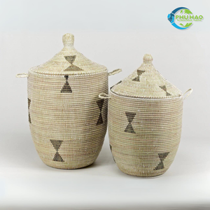 Cesta de lavandería de hierba marina económica, macetas modernas para decoración del hogar, hechas a mano en Vietnam, personalización de alta calidad - Product Image 3