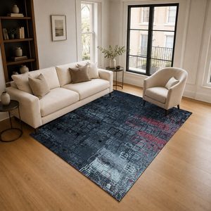 Tapis de salon en chenille antidérapant, motif bleu marine imprimé numériquement, lavable en machine, vente en gros RUGS DEPOT LXDP-0856 - Product Image 2