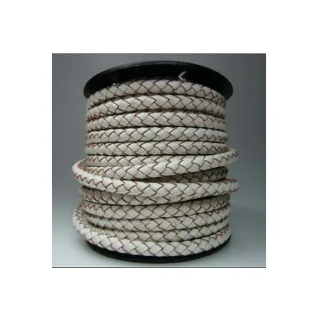 Couleur blanche 10mm 6 plis cordons en cuir tressé rond pour bijoux artisanat travail tissage à la main en cuir Bolo cordons cordes en cuir