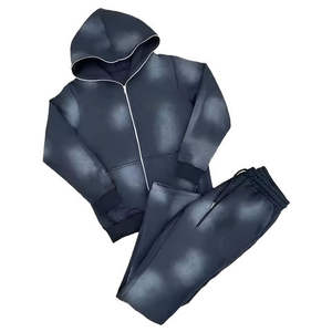 Combinaison de sport d'automne personnalisée Survêtement 2 pièces avec logo personnalisé Ensemble sweats à capuche et jogging unisexe 100% coton - Product Image 4