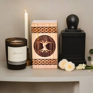 Urna de madera de pino para cenizas humanas Árbol DE LA VIDA Caja de madera Cremación personalizada para cenizas Caja de urna de madera grande hecha a mano - Product Image 4