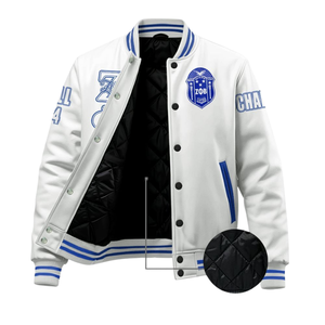 Zeta Phi Beta 1920 Greek Life Blue White Varsity Letterman Jacket Sorority ZPB Chenille Patch Founders Edition - Product Image 2