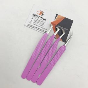 Pince à épiler professionnelle personnalisée en poudre violette pour cils Outil d'extension de cils en acier inoxydable durable - Product Image 5