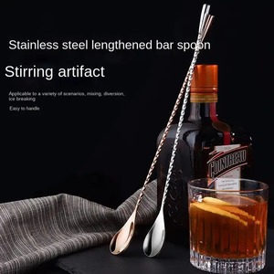 Vente chaude en gros Shaker à cocktail à long manche avec cuillère à barre en acier inoxydable torsadée outil d'agitation en plastique du barman à la maison - Product Image 6