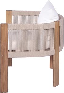 Fauteuil en teck avec panneau tressé en corde, chaise d'extérieur rembourrée pour le bord de la piscine - Product Image 5