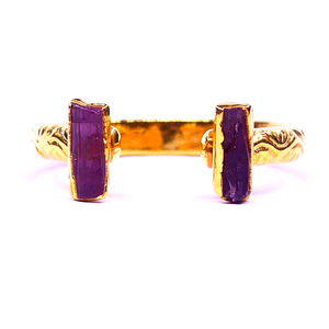 Anillo ajustable de estilo vintage de moda con piedras preciosas de turmalina chapadas en oro de Plata de Ley 925 para boda - Product Image 2