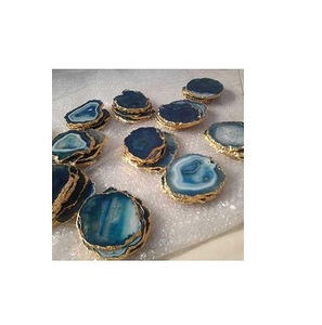 Classic Style Tableware Accessories <b>Agate</b> <b>Coaster</b> With Gold Electroplated <b>Agate</b> Slice at Wholesale Price with Premium Quality - Product Image 1