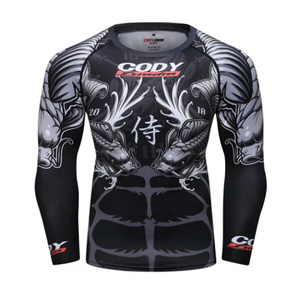 Prix de gros Vêtements de sport Conception personnalisée Sublimation Logo personnalisé Imprimé MMA BJJ GI Rash Guard Grappling Full Sleeve Rash Guards - Product Image 1
