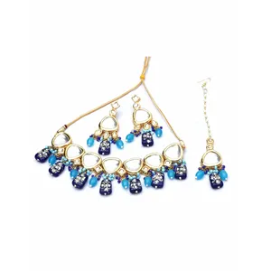 Ensemble de collier luxueux serti de perles Kundan, plaqué or 24 carats, bijoux fins, style vintage - Product Image 1