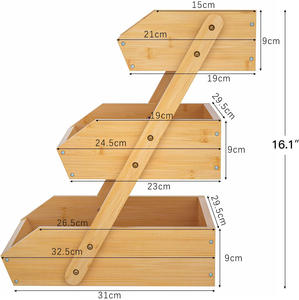 Cesta de Almacenamiento de Alimentos de Bambú de 3 Niveles, Organizador de Cocina, Estante Vertical para Frutas y Verduras, Mueble Ecológico para el Hogar, Venta al por Mayor - Product Image 3