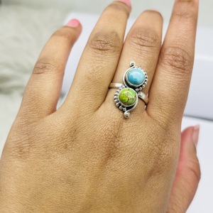 Handmade 925 Sterling Silver <b>Ring</b> Beautiful Natural <b>Turquoise</b> Green Bezel Setting Fashionable Handmade Silver <b>Ring</b> - Product Image 5