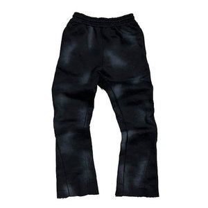 Pantalones de chándal acampanados lavados Pantalones de chándal de algodón pesado, ajuste de gran tamaño OEM Fábrica al por mayor. - Product Image 2