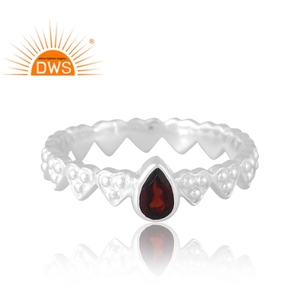 แหวนพลอยโกเมนธรรมชาติเงินสเตอร์ลิงสินค้าออกใหม่ผู้ผลิตเครื่องประดับดีไซน์ตามต้องการ - Product Image 3