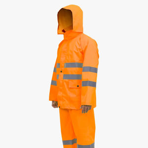 ชุดเสื้อกันฝนสะท้อนแสงแบบกันน้ำมองเห็นได้ชัดเจน สำหรับงานกลางแจ้ง อุตสาหกรรม และความปลอดภัย ประกอบด้วยเสื้อแจ็คเก็ตและกางเกง พร้อมแถบสะท้อนแสง - Product Image 1