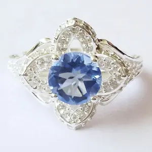 Fine Jewelry 2023 Fashion Trend Jewelry Beautifully Designed High Quality 14K White Gold Plated Gemstone Ring