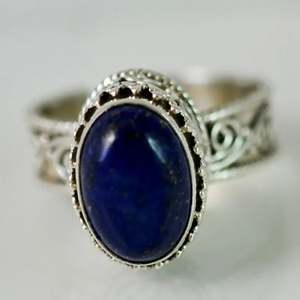 925 Sterling Silver Handmade <b>Ring</b> <b>Lapis</b> <b>Lazuli</b> Natural Blue Oval Shape Gemstone Bohemian September Birthstone Jewelry for Gift - Product Image 4