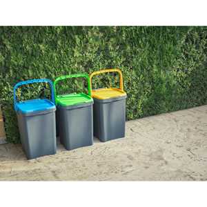 Ecoplast Pattumiera, seau de rangement en plastique pour le recyclage, couvercle rabattable, flexible, déformable, résistant à toutes les températures, intérieur/extérieur - Product Image 6