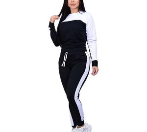 2025 chándal de gran tamaño de Color sólido con logotipo personalizado para mujer, chándal básico de dos piezas de algodón de alta calidad para mujer, conjuntos - Product Image 5