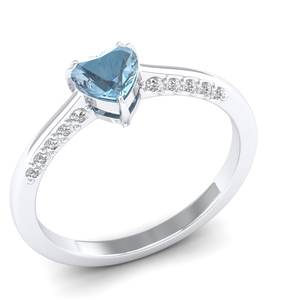 Nouvelle arrivée REYES, bagues de fiançailles en argent sterling 925 avec moissanite, forme de cœur, 0,5 carat, pierre précieuse aquamarine, bagues solitaires fines - Product Image 2