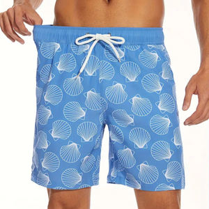 Pantalones cortos de algodón informales de cintura alta para hombre, malla antiarrugas, estampado sólido, cinturón con cordón, logotipo ecológico, playa de verano de Vietnam - Product Image 2