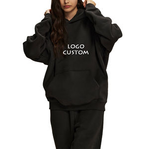 Venta al por mayor Drop Shoulder Hooded Women's Hoodies Moda Casual Grueso Oversize Color sólido Sudaderas con capucha para mujer - Product Image 6