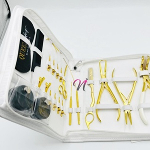 Super vente Nomex International Kit d'outils d'extension de cheveux pince en acier inoxydable plaqué or pinces crocodiles ciseaux pour - Product Image 5