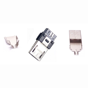 Connecteur Micro USB 2.0 Type B Mâle 5 Broches en Laiton Étamé à Souder, Angle Vertical PA46+30% Fibre de Verre pour 94 V-0 - Product Image 1