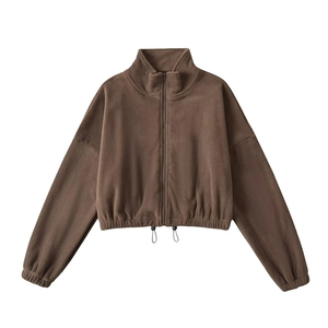 Femmes décontracté hiver thermique Fitness sweat doux coton avant fermeture éclair polaire cordon confortable entraînement sweats à capuche imprimés - Product Image 6