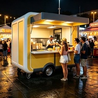 Chariot compact pour mini-beignets et café avec friteuse, machine à café et station de glaçage pour les trajets matinaux et les gares