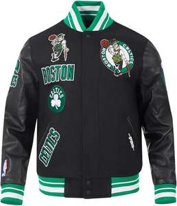 Veste universitaire rétro pour homme avec décoration brodée à carreaux - Product Image 1