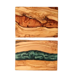 Planche à découper rectangulaire en bois d'acacia et résine 13,8*9 pouces, grain sur le dessus, pour la cuisine, planche à découper et à trancher, matériau en bambou - Product Image 4