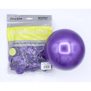 Palloncini in lattice Party Love viola metallizzato da 12 cm, confezione da 50 pezzi per decorazioni - Product Image 1