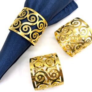 Design personnalisé Rond de serviette en métal doré Porte-serviettes en laiton pour la décoration de table de Noël, de mariage et de fête - Product Image 2