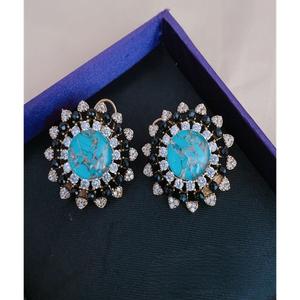 ที่น่าสนใจประกายเงินชุบทองเหลือง Zircon โบราณเสร็จสิ้นต่างหู-เครื่องประดับของขวัญอินเทรนด์สำหรับผู้หญิง - Product Image 1