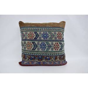 Multicolor Bohemian Vintage Pattern Wool Kantha 28x28 Inch Woven Decorative <b>Pillow</b> - Product Image 1