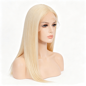 Peluca rubia lisa con encaje frontal, encaje suizo, larga, con encaje transparente para mujer - Product Image 4