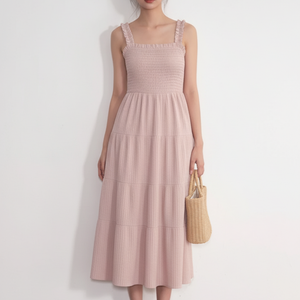 Vestido Corto de Mujer al por Mayor, Estilo Vintage, Floral, con Escote Fruncido, Escalonado, Hasta la Rodilla, Línea A, Spandex/Poliéster, Fabricante OEM ODM - Product Image 1