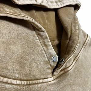 Sweat à capuche personnalisé en denim pour hommes 100% coton à manches longues Sweat à capuche personnalisé en denim déchiré pour hommes Vente en gros 450 g/m² - Product Image 2