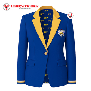 เสื้อเบลเซอร์ปักลายชมรมซิกม่าแกมมาโรของกรีซ SGRho เสื้อเบลเซอร์ติดกระดุมแบบมีแถบชมรมซิกม่าแกมมาโร สามารถปรับแต่งได้ - Product Image 1