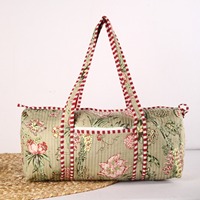 Sac de voyage sportif et décontracté en coton floral gris léger de luxe, écologique, durable et grande capacité