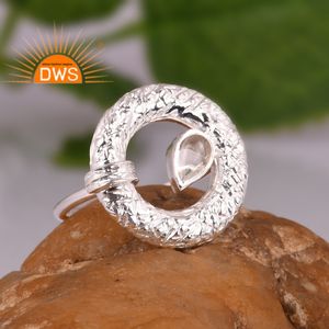 Anillo de declaración de piedras preciosas de cuarzo de cristal Natural de plata de ley fina superventas, joyería personalizada para mujer, regalo para ella - Product Image 2