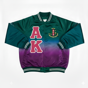 Chaqueta Bomber de Satén Greek Life Alpha Kapa Alpha AKA 1908, Chaqueta Universitaria con Parche de Chenilla para Mujeres y Hombres - Product Image 5